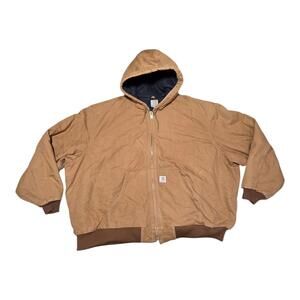 Vintage Carhartt J140 Brown Duck Active Jacket Hooded Quilted Lining Men’s
